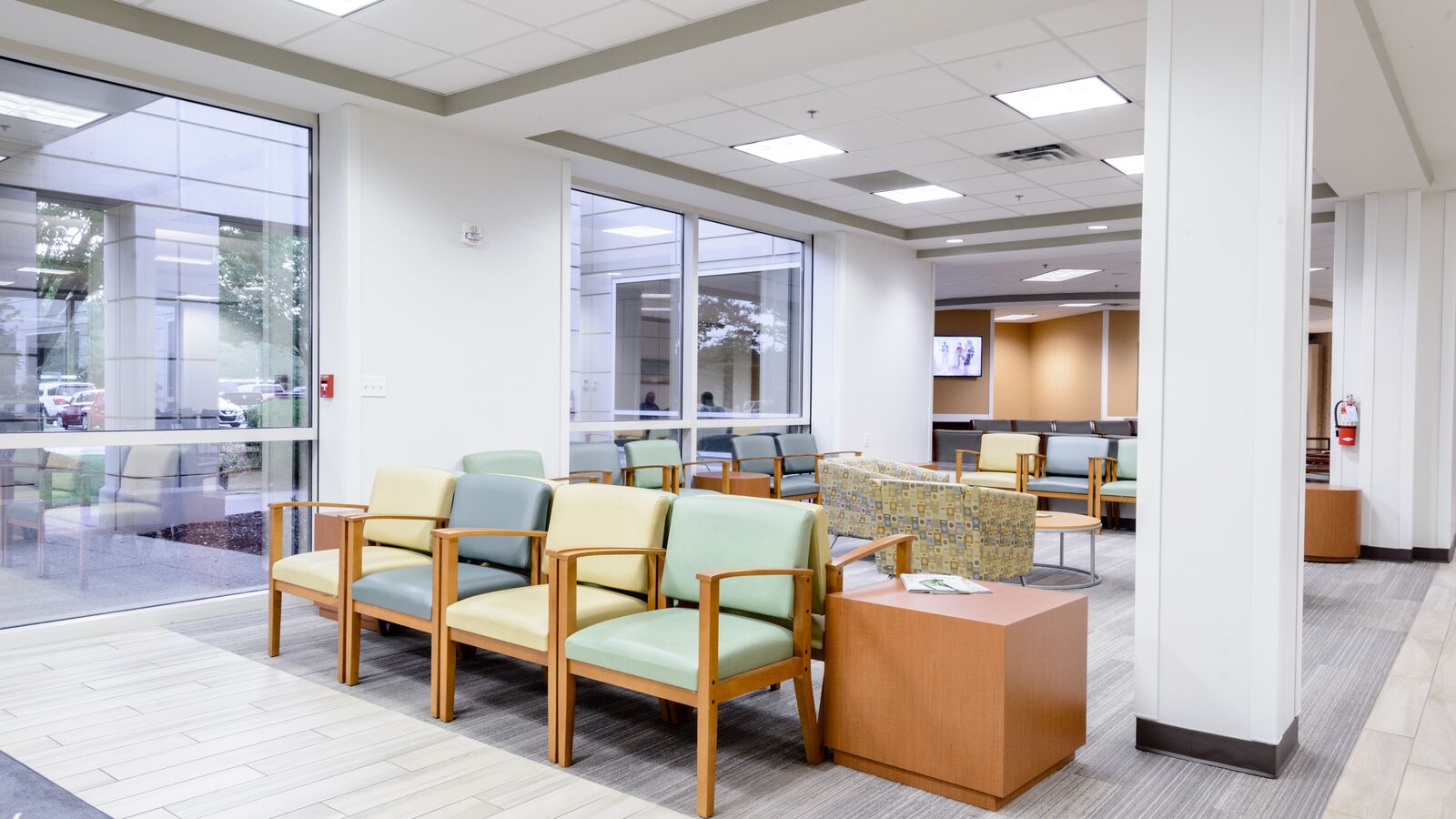 Empty chairs in a waiting room